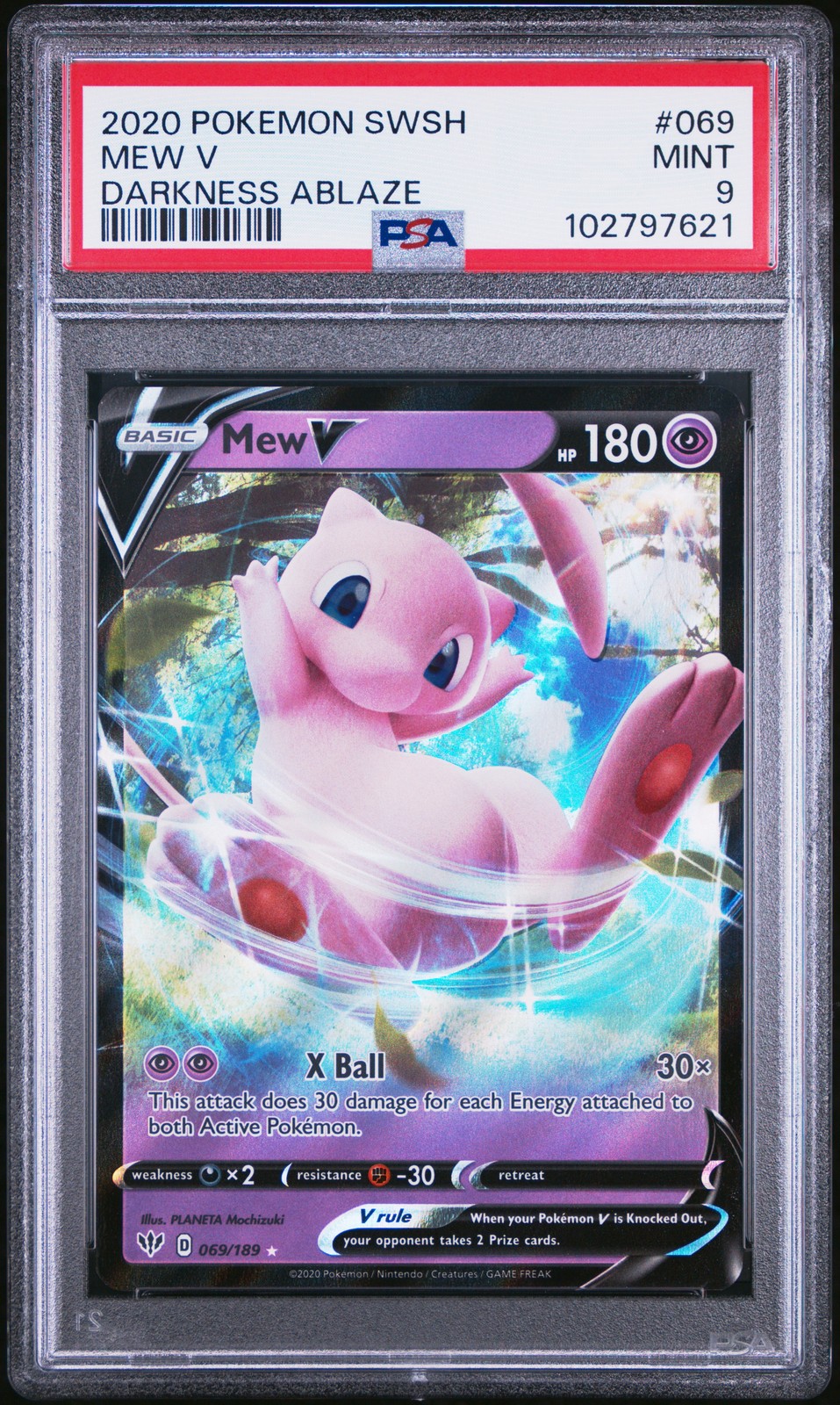 2020 POKEMON SWORD & SHIELD DARKNESS ABLAZE #069 MEW V PSA 9
