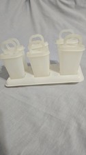Vintage Tupperware Ice Tups Popsicle Molds Set of 6 Cream Sheer Tray 481 344 Ret