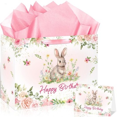 Spring Bunny Birthday Gift Bag Bunny Birthday Easter Party Decorations Large ...