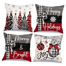 Christmas Throw Pillow Covers 18 x 18 Inch 18" x 18" Pack of 4 Multicolor