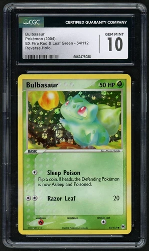 2004 Pokémon Bulbasaur Reverse Holo EX Fire Red & Leaf Green #54 CGC 10