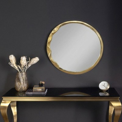 cagü Wandspiegel ORION Gold Rund Metall Handgefertigtes Unikat 53cm Flurspiegel
