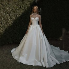 Sexy A-line Wedding Dresses Sweetheart Princess Sleeveless Backless Bridal Gown