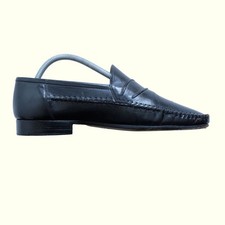 LORENZO BANFI VTG 90s RETRO ITALY HAND MADE LEATHER BROWN LOAFER DRESS SHOES SZ9