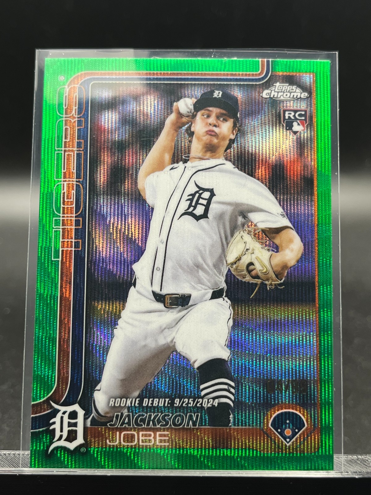2025 Topps Chrome Update Jackson Jobe USC48 RC Debut Green Wave 4/99