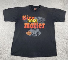 Vtg 90s Harley Davidson XL USA Made Size Does Matter Shirt Single Stitched 1991