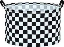Checkered Storage Basket Extra Large 80L Kids Hamper Baby Laundry Basket Wate...