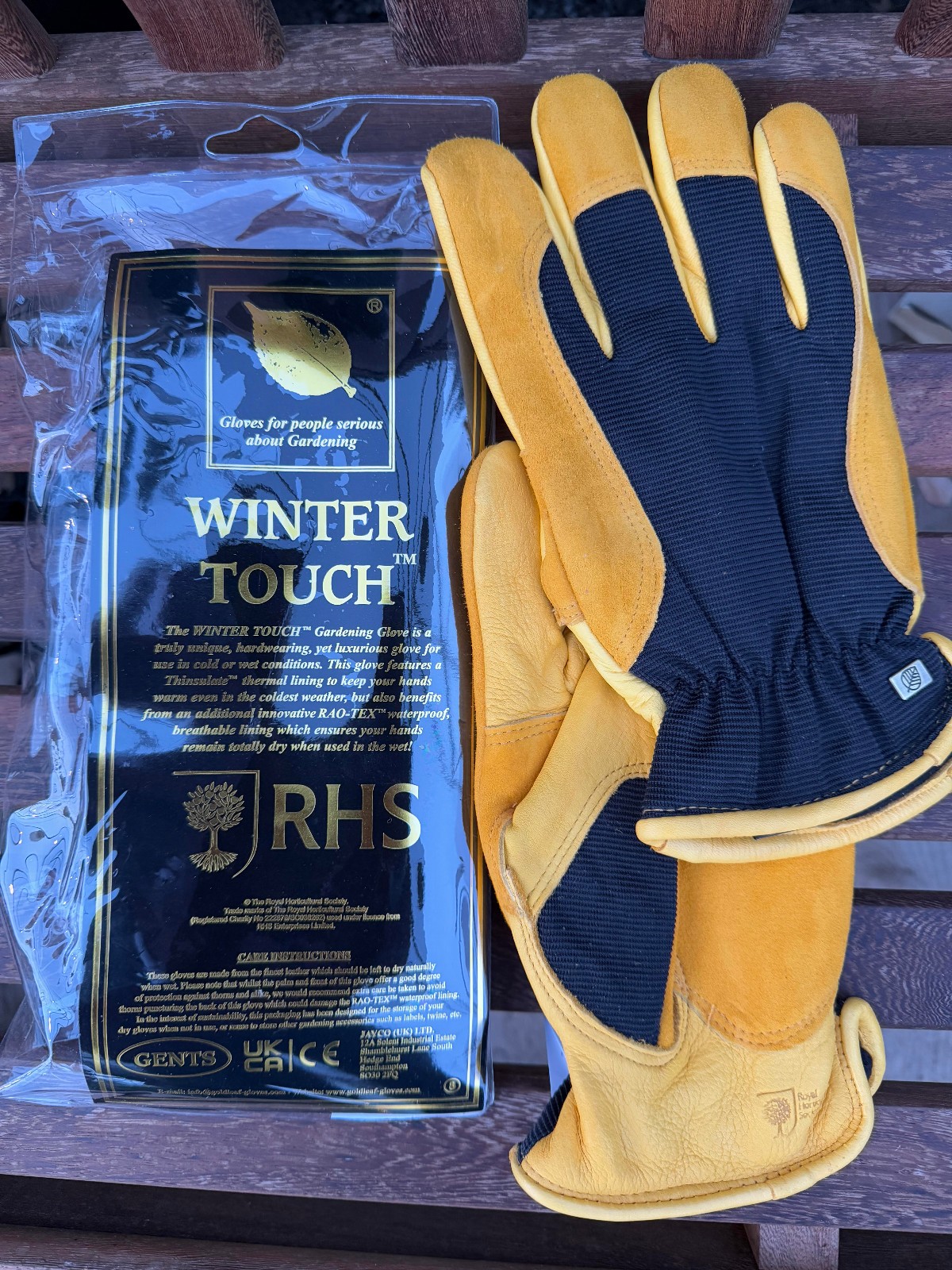 RHS Gold Leaf Gardening Gloves - Waterproof & Thermal - Gents Winter Touch