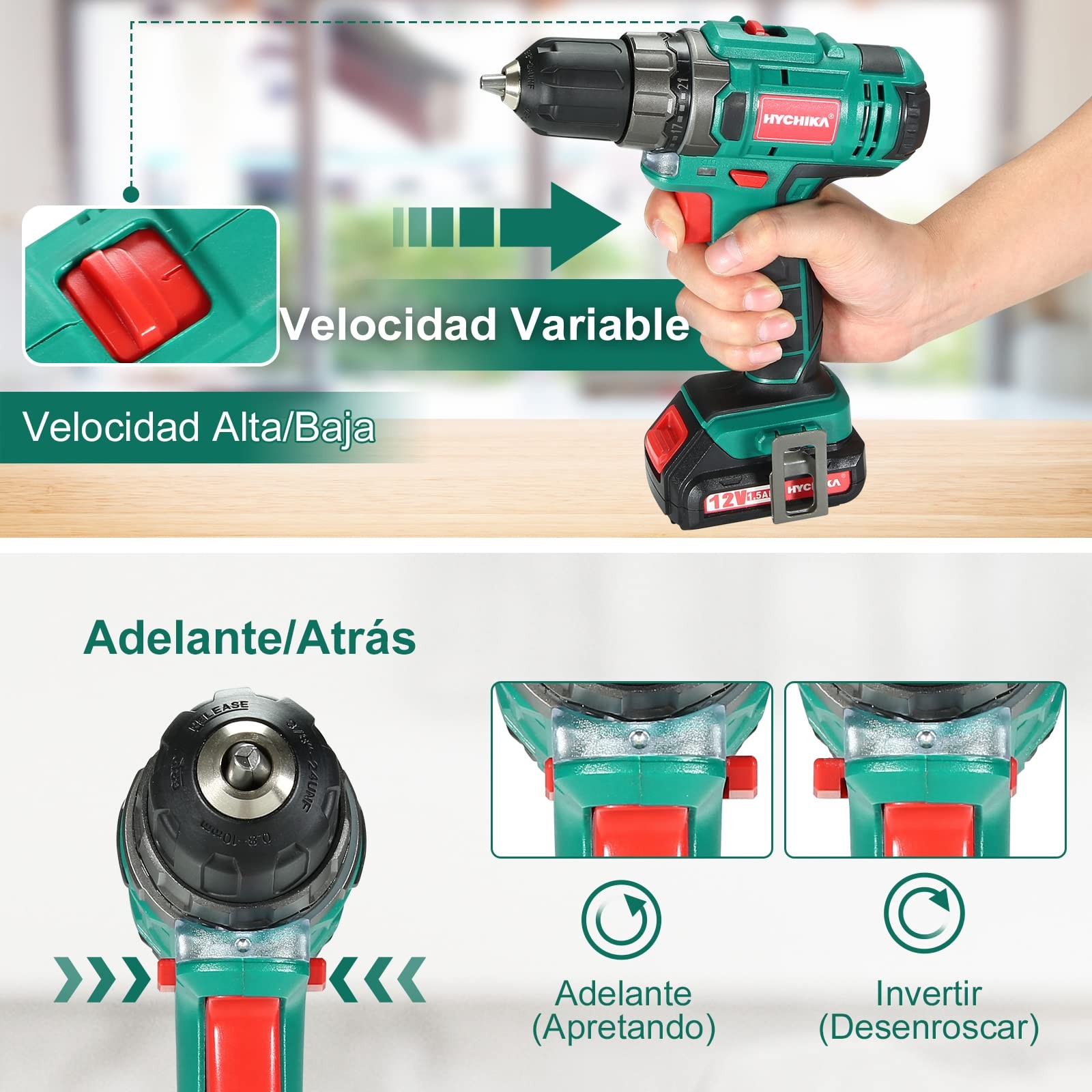 HYCHIKA Trapano Avvitatore Batteria 12V, Avvitatore a Batteria 30 Nm, 21+1 Impos foto 4