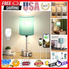 Small Bedside Table Lamp for Bedroom - Desk Lamp with USB Ports for Dorm  US...