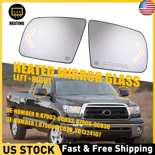 Pair L+R Heated Mirror Glass R For 2007-2020 Toyota Tundra Driver Side Mirror