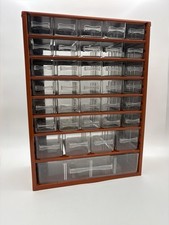 Vintage FLAMBEAU Red Storage, Bolt Bin Organizer 35 Drawers Parts Bin Cabinet
