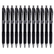 Retractable Gel Pens, Comfort Grip, 0.7mm Fine Point, Black Ink, 12 Pack