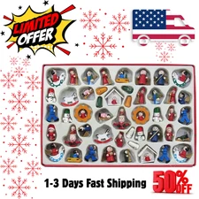 Kurt Adler “Petite Treasures” 48-Piece Hand-Crafted Wooden Mini Christmas Orname