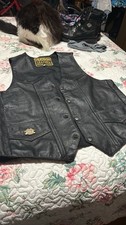 Hudson Leather 42 Men's Snap Button Leather Lace Sleeveless Vest Black