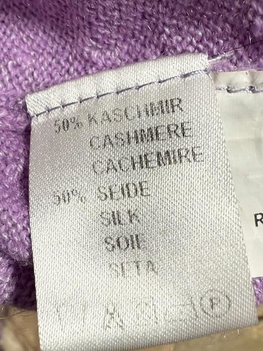 Enzo Mantovani Sweater Womens Large Purple Cashmere Silk Cardigan Button Front - Picture 7 of 9