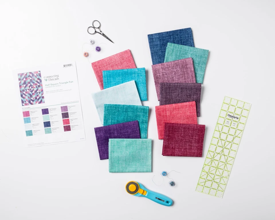 初学者翻领被子套件 40.5 英寸 x 56.5 英寸 - 半方形三角趣味 Chambra... — 第 2/4 张图片