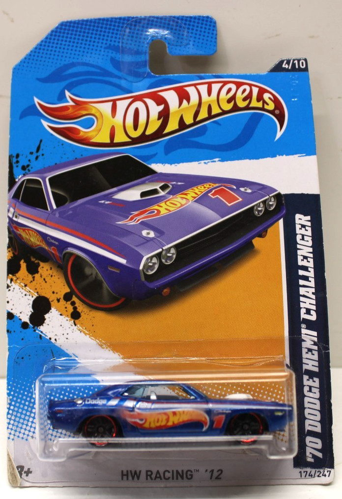 Hot Wheels 2012 Racing 4/10 '70 Dodge Hemi Challenger 174/247 Blue PLEASE READ