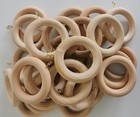 28 X Untreated Plain Raw Wooden Curtain Rings 6.8cm external X 4cm internal VGC