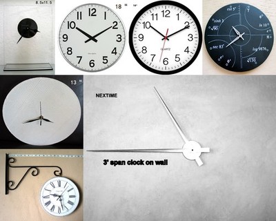 VTG wall and table clocks: MOD 12'', Lulu 18'', 14'' school , 12'' math/geometry etc