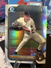 Robert Moore 1st Refractor Rookie 2022 Bowman Draft Chrome Card #BDC-131 Brewers. rookie card picture