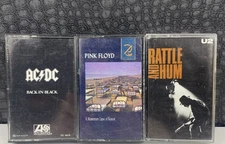 AC/DC-PINK FLOYD- U2 Cassette Tapes Black in Black (Lot Of 3 ) 1980’s