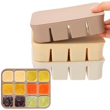 3 Pack Baby Food Freezer Tray with Lids 2.8 oz x 12 Cups Silicone Baby Food S...