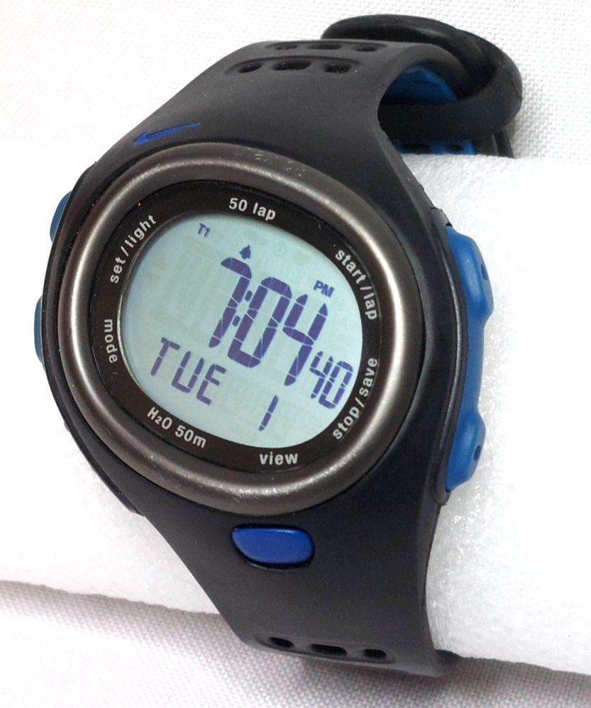 Nike Triax C8 Digital Black and Blue Sports Watch - New Battery | eBay