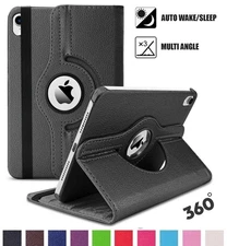 For iPad 10th 9th 8th 7th 6/5th Gen Leather Smart Flip Case Rotating Stand Cover