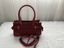 Suede Effect Bag with Shoulder Strap and Zip Closure  - Maroon