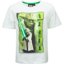STAR WARS 116 T- SHIRT YODA JEDI MASTER LICHTSCHWERT WEIß GALAXIS KURZARM