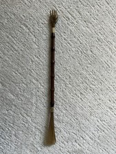 Vintage Wood Shoe Horn Back Scratcher Hand Horn Style Long Handle 20 Inch
