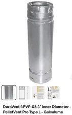 DuraVent 4PVP-06 4" Inner Diameter - PelletVent Pro Type L - Galvalume