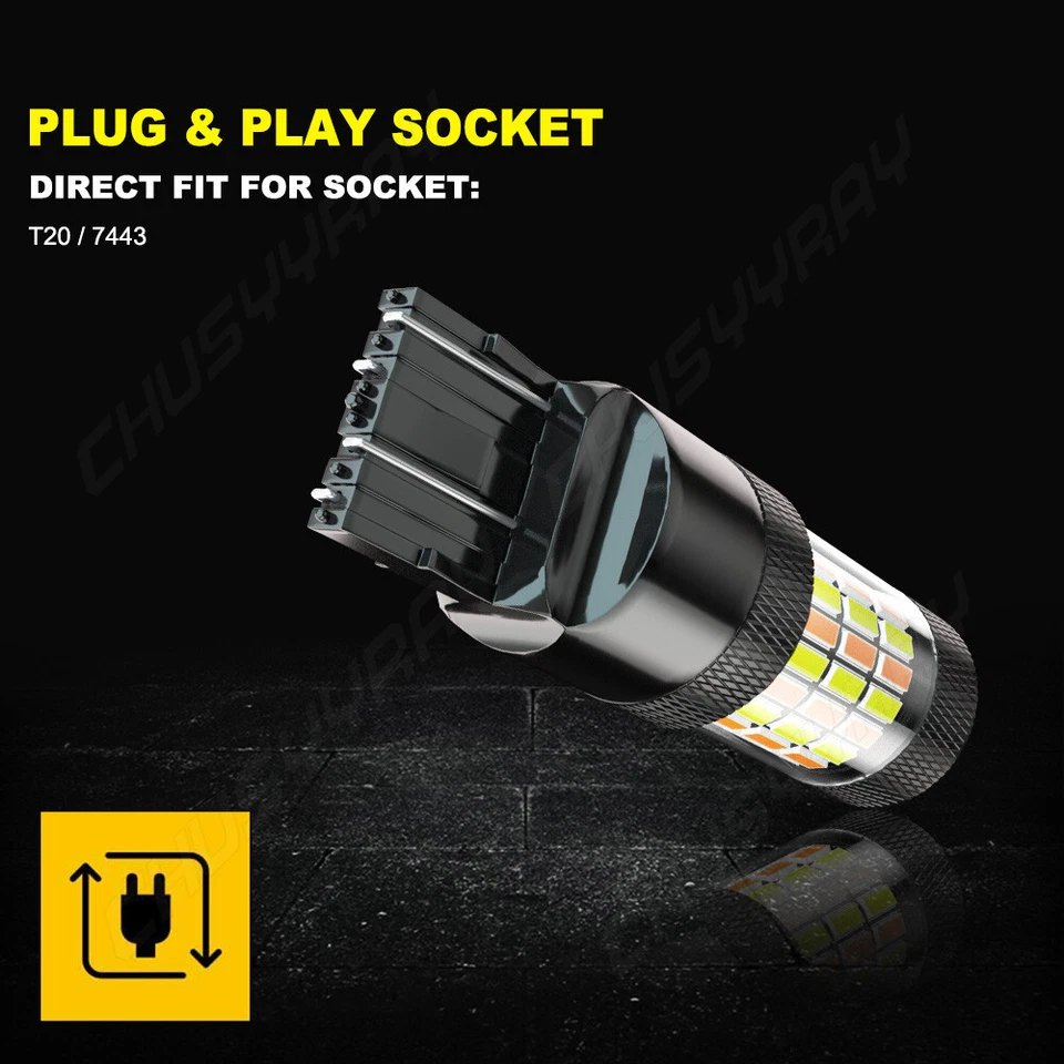 Luz de señal de giro delantera LED blanca ámbar 7443 T20 para Acura RSX CSX TSX 2006-2014 Foto 3 de 4