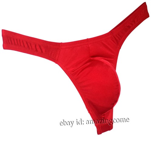 Sexy Men's Glossy Thong Underwear Stretchy Ice Silk T-back Hipster Tangas Trunks - Picture 16 of 30