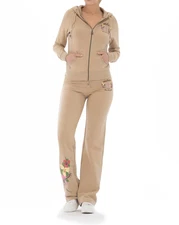 BCBG MAXAZRIA Jog Set "Royalty" Floral Crest Print Zip-up Hoodie/Pant BC13681J/P