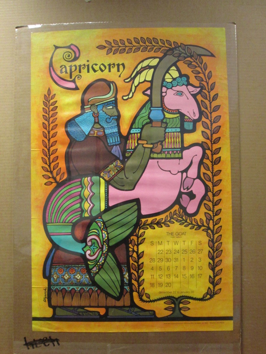 vintage 1969 Capricorn original zodiac calendar poster The Goat