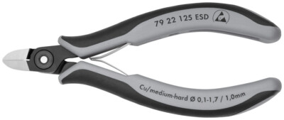 Knipex 79 22 125 ESD, 5'' Electronics Diagonal Cutters-ESD Handles