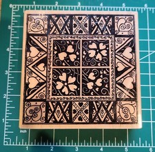 Lg Magenta Rubber stamp Valentines Heart flowers Frames Collages Combship B12