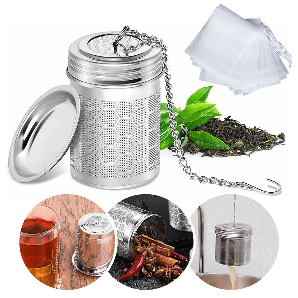 A Tea Infusers Tea Infuser Strainer with 100Pcs Empty Tea Bags Large