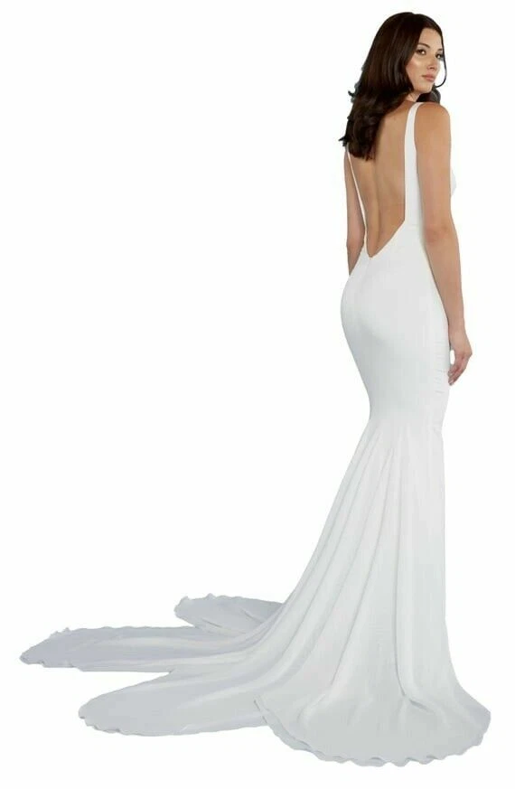 Maxi Vestido de Boda KATIE MAY Marfil Blanco Mykonos Twist Crepe de Chin Sirena L 10 Foto 2 de 4
