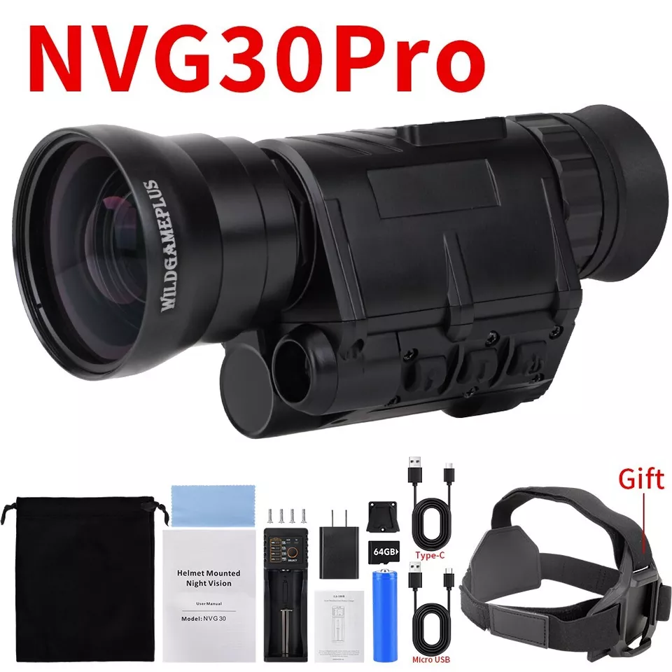 NVG30 1920x1080P Monocular Night Vision Goggles WiFi Hunting Observation Helmet - Image 3 of 4