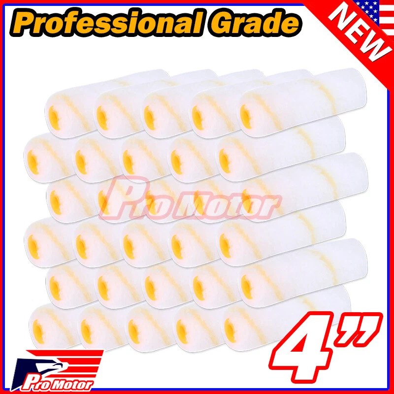 PRO MOTOR Bulk 4" inch Mini Paint Roller Covers Refill Gold Stripe Soft Woven 1/2" Nap