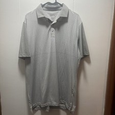 Johnnie-O Men's Size Large White Gray Striped Stretch Polo Golf Shirt