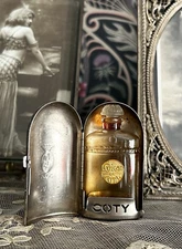Vintage Coty L'origan Mini Perfume Bottle in Metal Case Label Intact