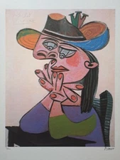 Pablo Picasso Signed - Woman in a Hat - Certificate SPADEM Paris