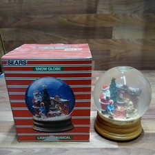 Sears Vintage Lighted Musical Water Snow Globe "Santa Clause is Coming to Town"
