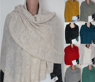 ITALY MEGA XXL Stola kuschelweicher Schal Winterschal Strickschal mit Alpaka