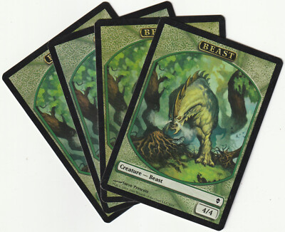   4 MAGIC The Gathering BEAST Green Creature Token MTG TOKEN PLAYSET TOP