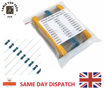 300 Stück Metallfolie Widerstand Sortiment Kit 10R-1M Widerstand 1% 1/4W